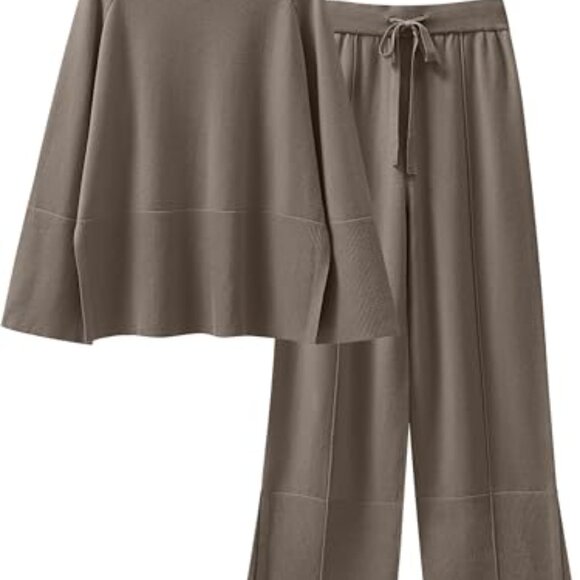 Oversized Knit Sweater Set Wide Leg Pant Lounge Pajama Cozy Matching - Picture 2 of 8